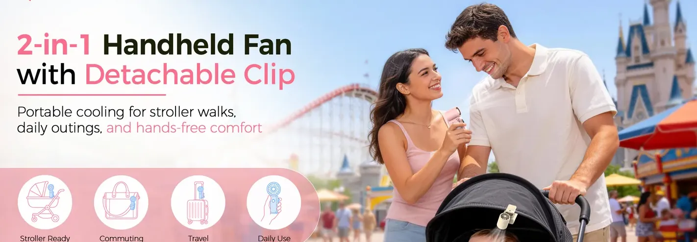 2-in-1 Handheld Fan With Detachable Clip