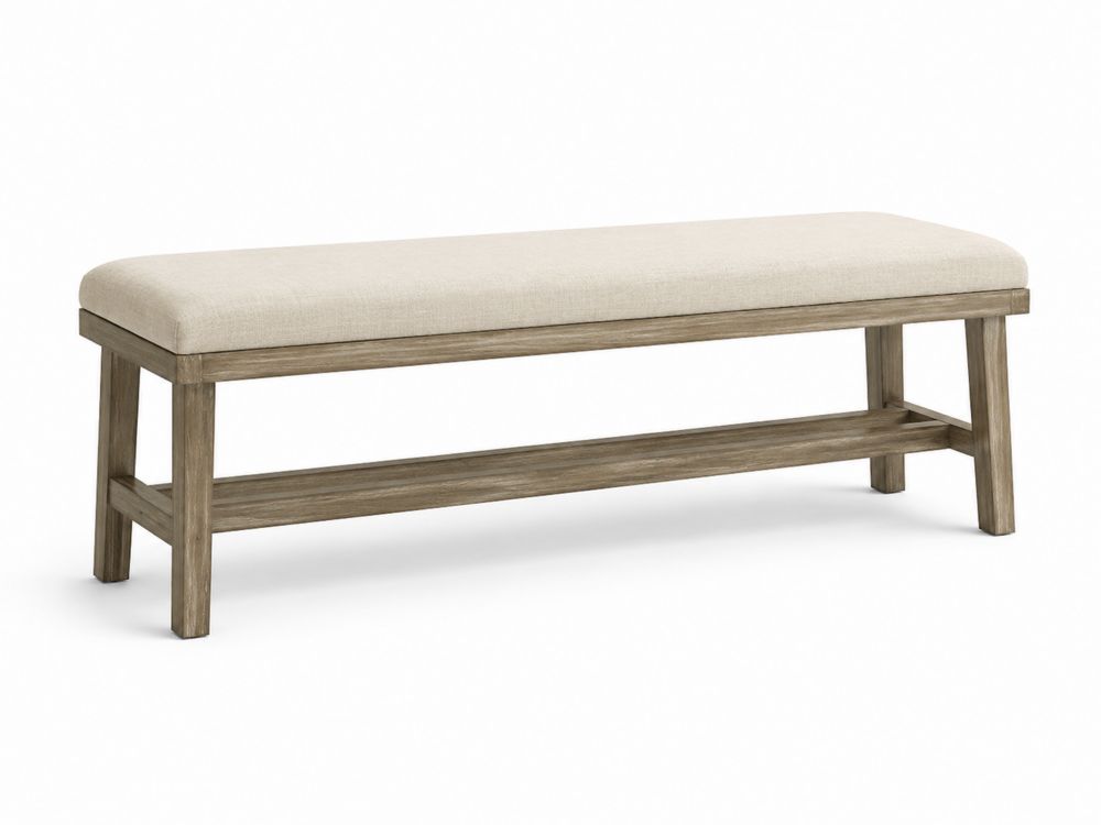 Panca in legno con tessuto beige