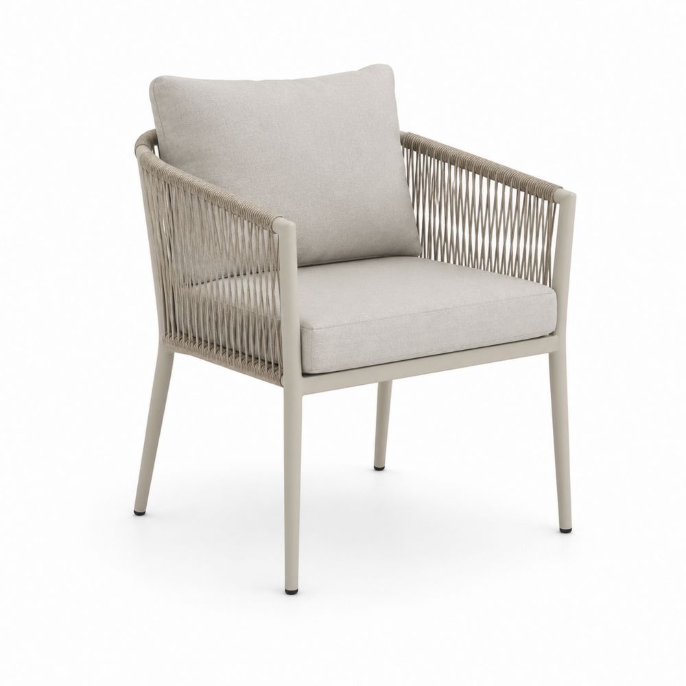 Sedia da giardino in alluminio e corda sintetica beige