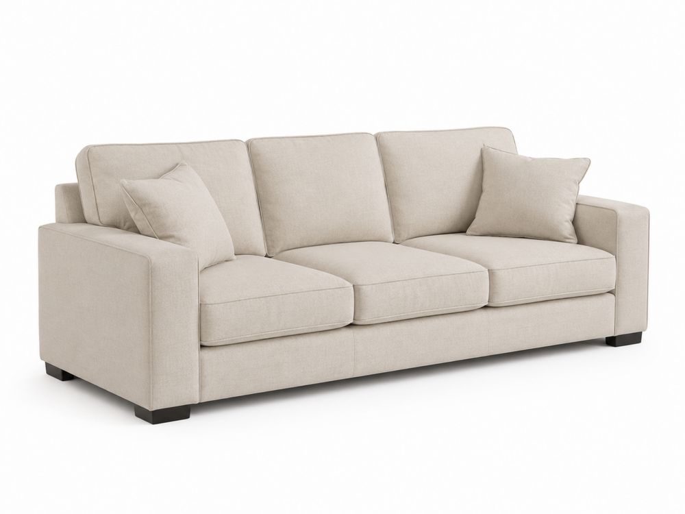 Divano a tre posti in tessuto beige