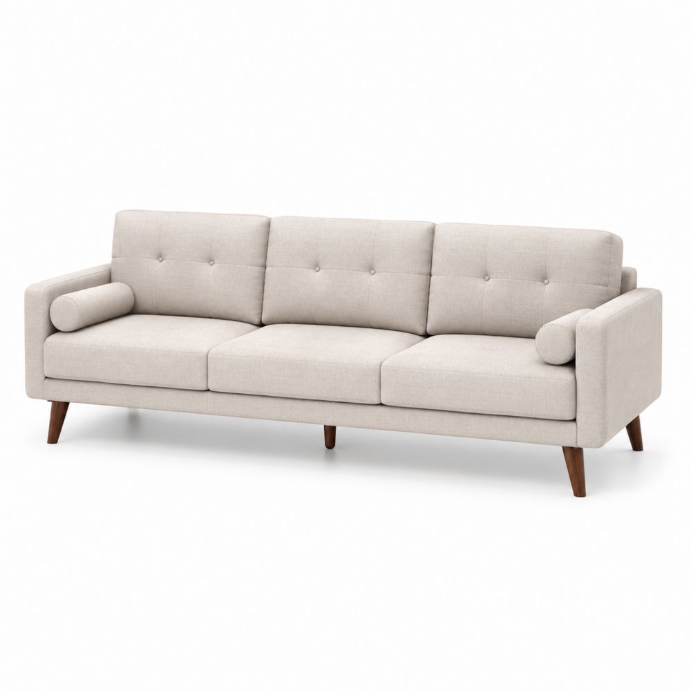 Divano a tre posti in tessuto beige