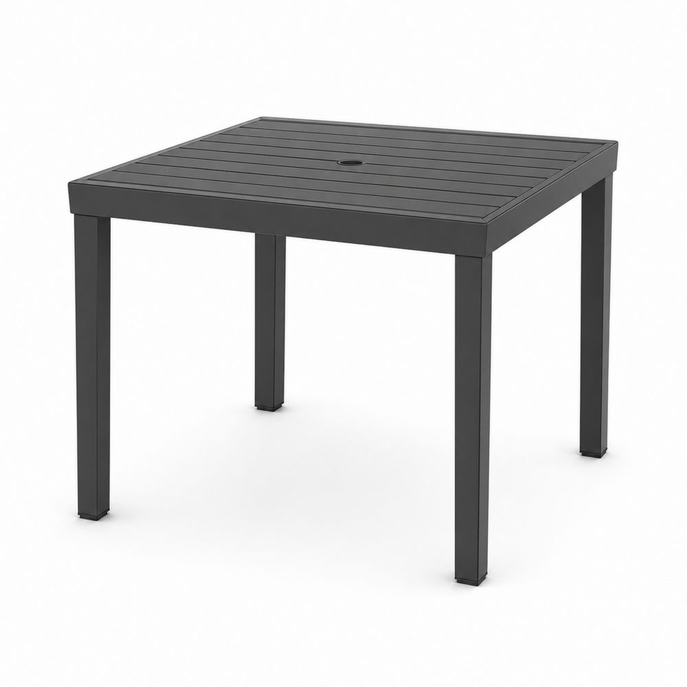 Tavolo da giardino quadrato in metallo grigio