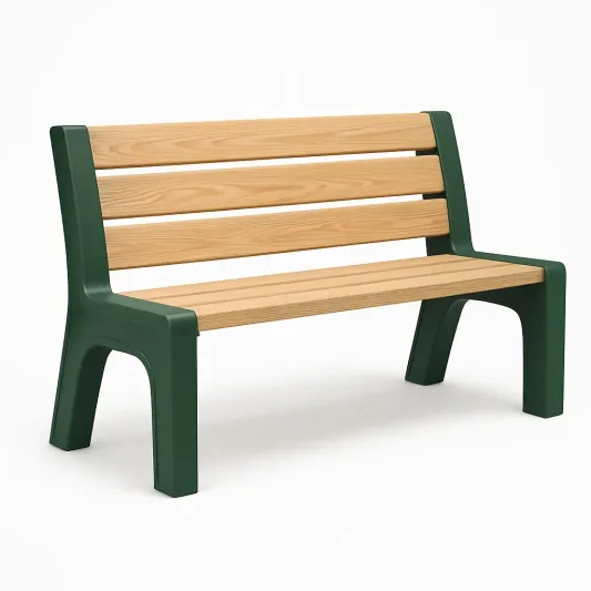Holzbank mit Kunststoffrahmen, Grün 120x60x80 cm-domfetra