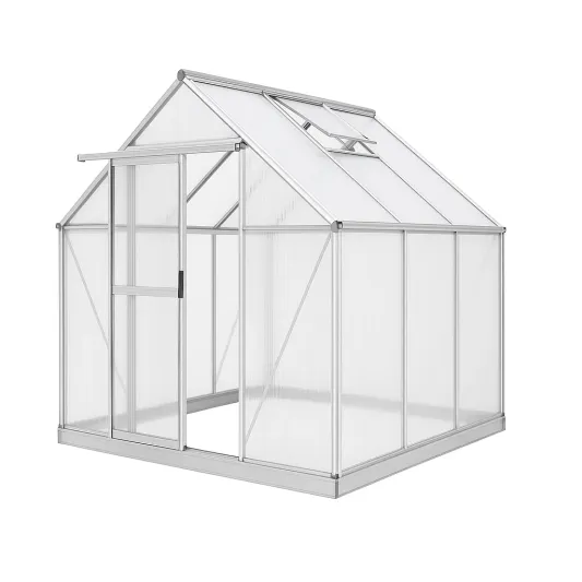 Aluminium Gewächshaus mit Polycarbonat 190x190x195 cm-domfetra