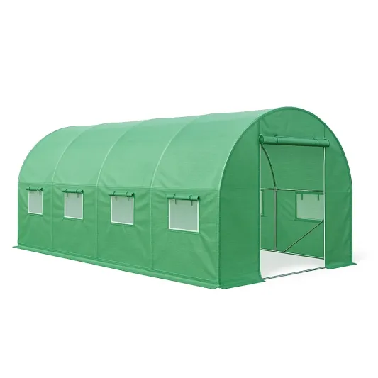 Gewächshaus Tunnelzelt Grün 600x300x200 cm PVC und Stahl-domfetra