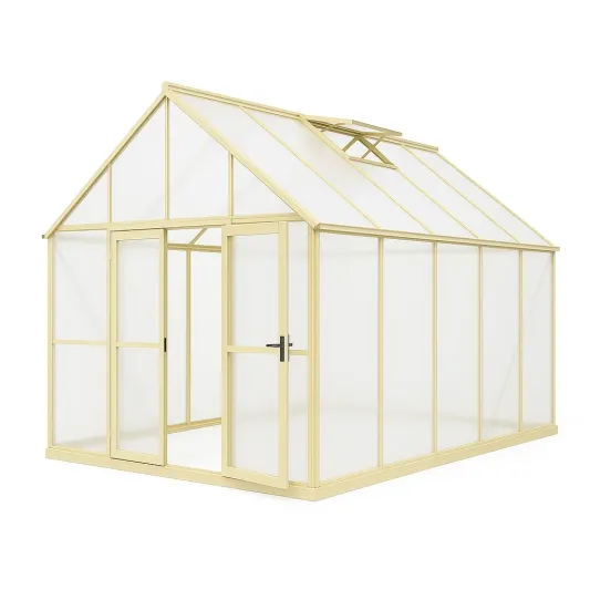 Gewächshaus Aluminium Polycarbonat Beige 370x250x195 cm-domfetra