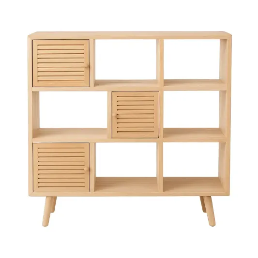 Holzregal mit 3 Türen und 6 Fächern-domlivera