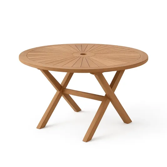 Runder Teakholz-Gartentisch, 120 cm Durchmesser-decofario