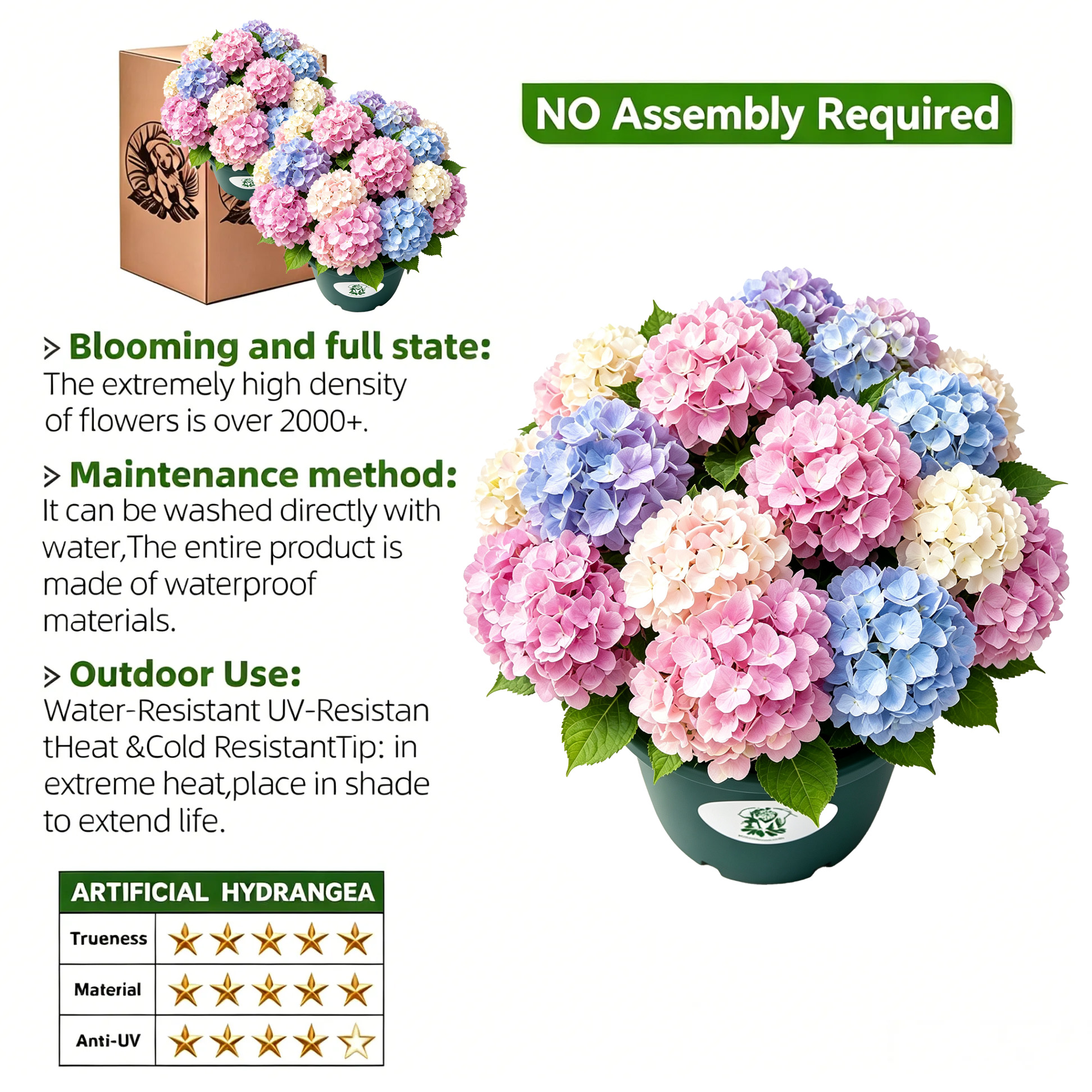 🔥Last Day 70% OFF🔥Artificial Outdoor Hydrangea Flowers - UV resistant, Waterproof, Windproof