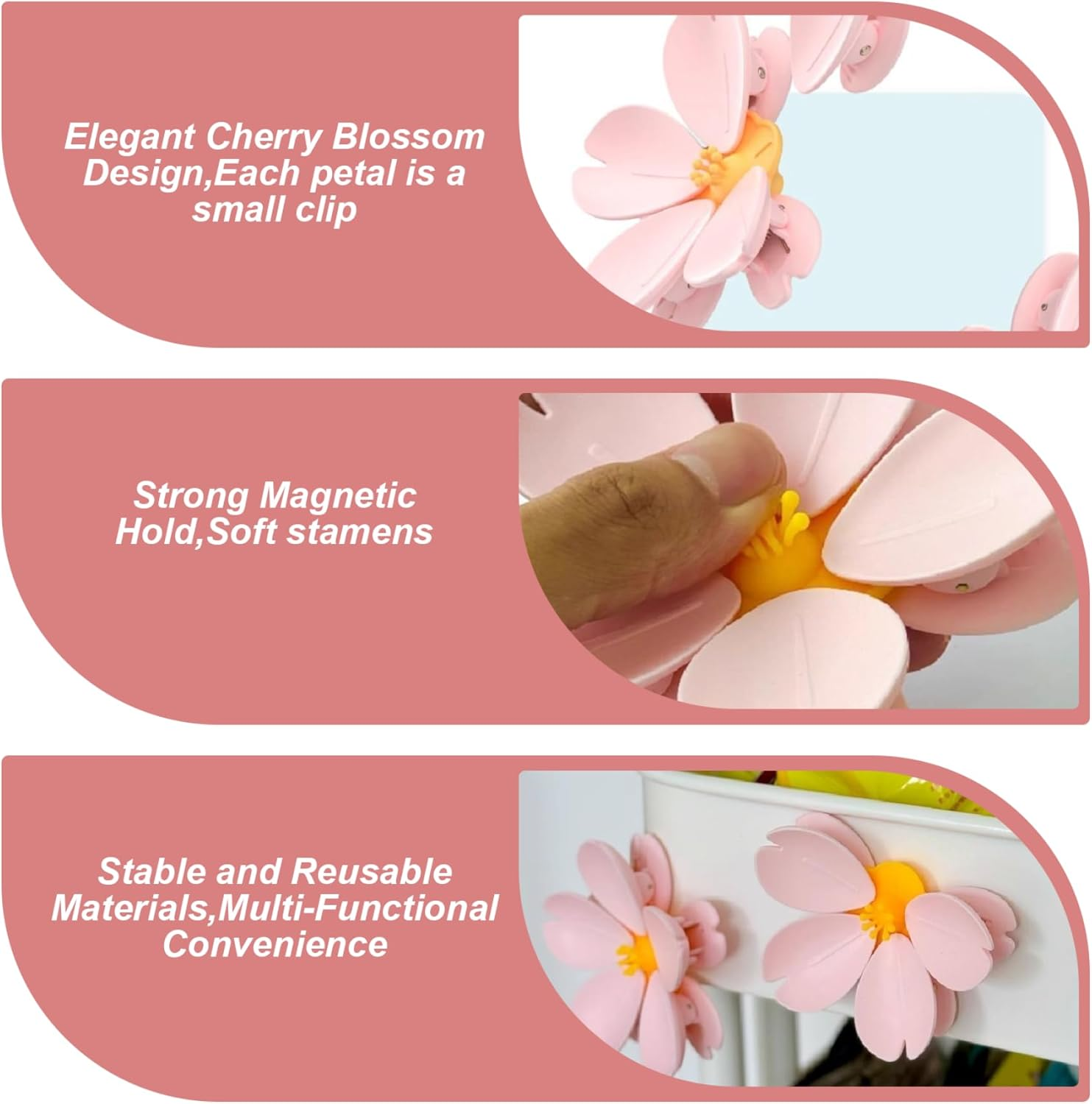 Magnetic flower bag clips