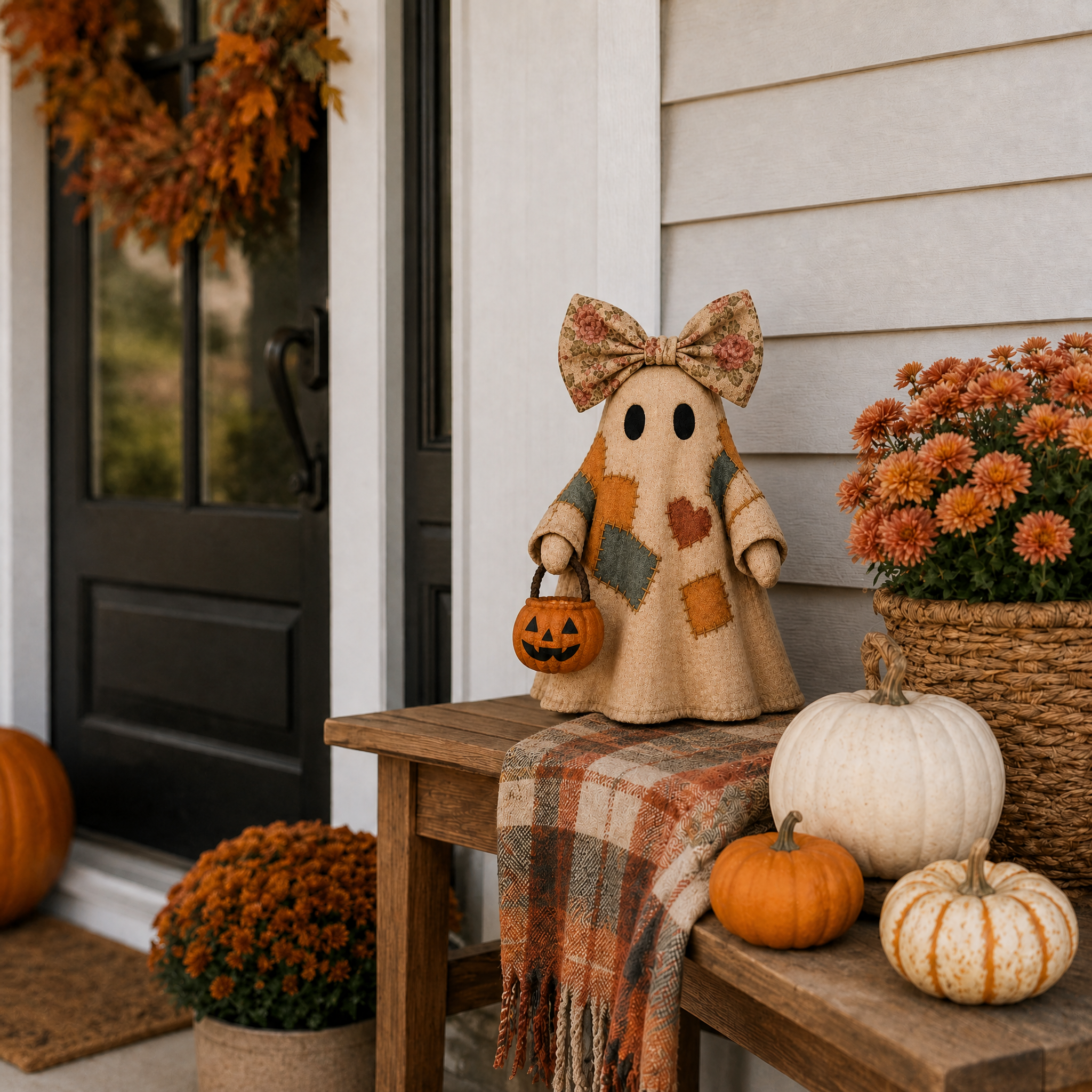 🎃 EARLY BIRD SALE - 40% OFF TODAY! 👻 Vintage Patchwork Ghost Decor (✨ LED Pumpkin Lantern)