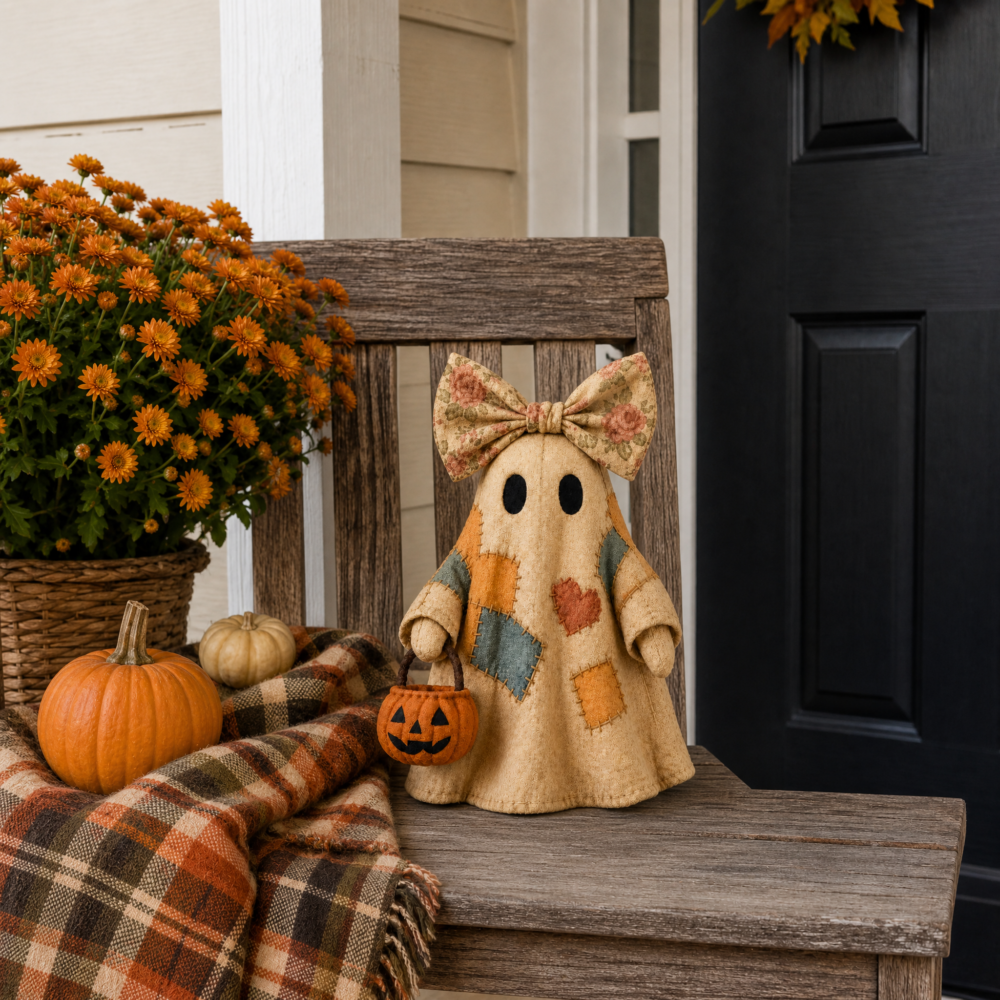 🎃 EARLY BIRD SALE - 40% OFF TODAY! 👻 Vintage Patchwork Ghost Decor (✨ LED Pumpkin Lantern)