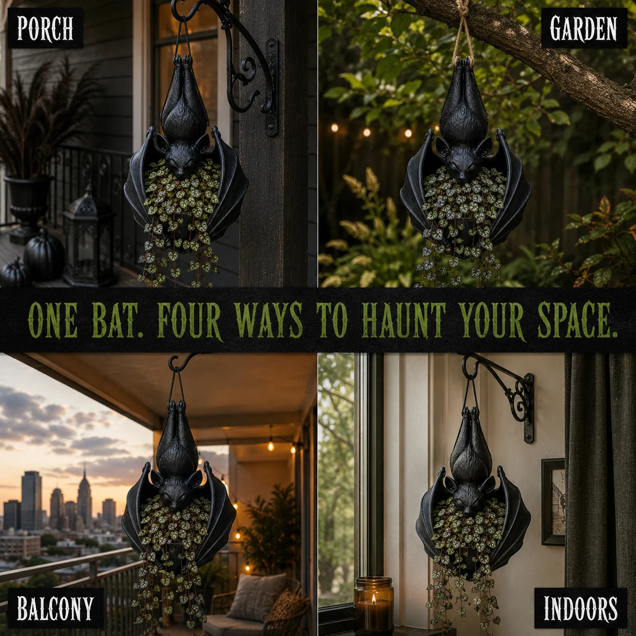 🦇🎃 Halloween Special 🔥 Upside-Down Bat Planter – Spooky Porch & Garden Decor 🪴