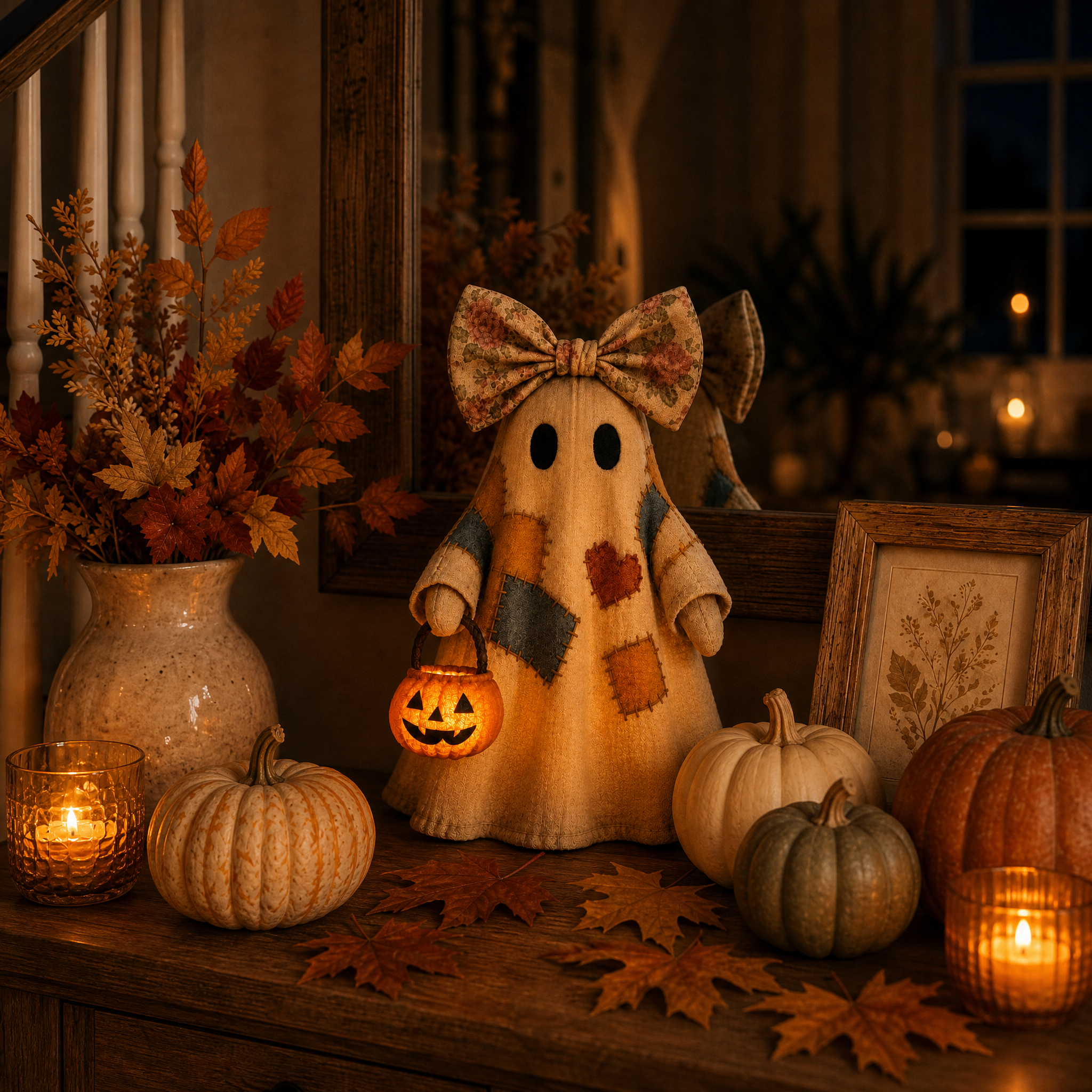 🎃 EARLY BIRD SALE - 40% OFF TODAY! 👻 Vintage Patchwork Ghost Decor (✨ LED Pumpkin Lantern)