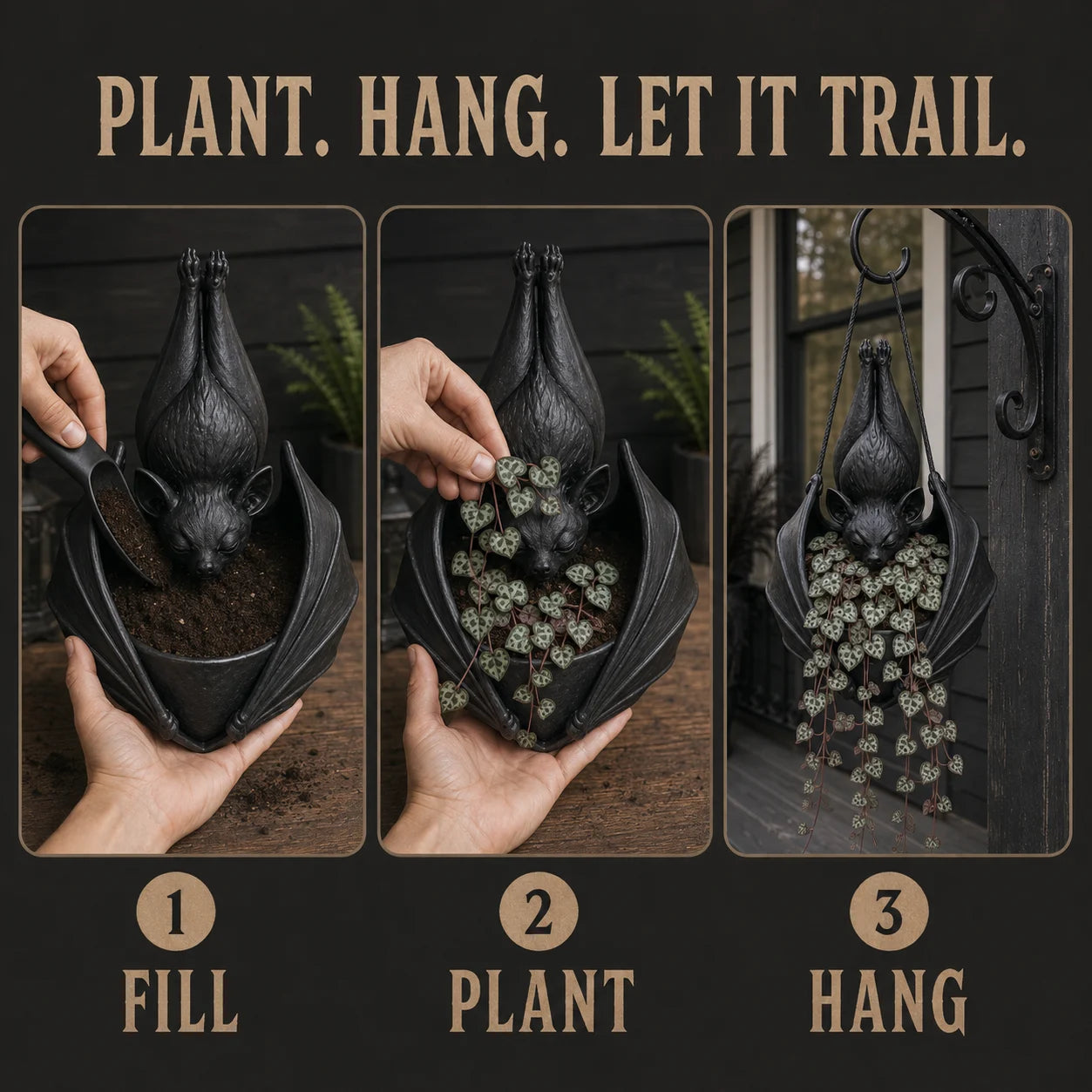 🦇🎃 Halloween Special 🔥 Upside-Down Bat Planter – Spooky Porch & Garden Decor 🪴