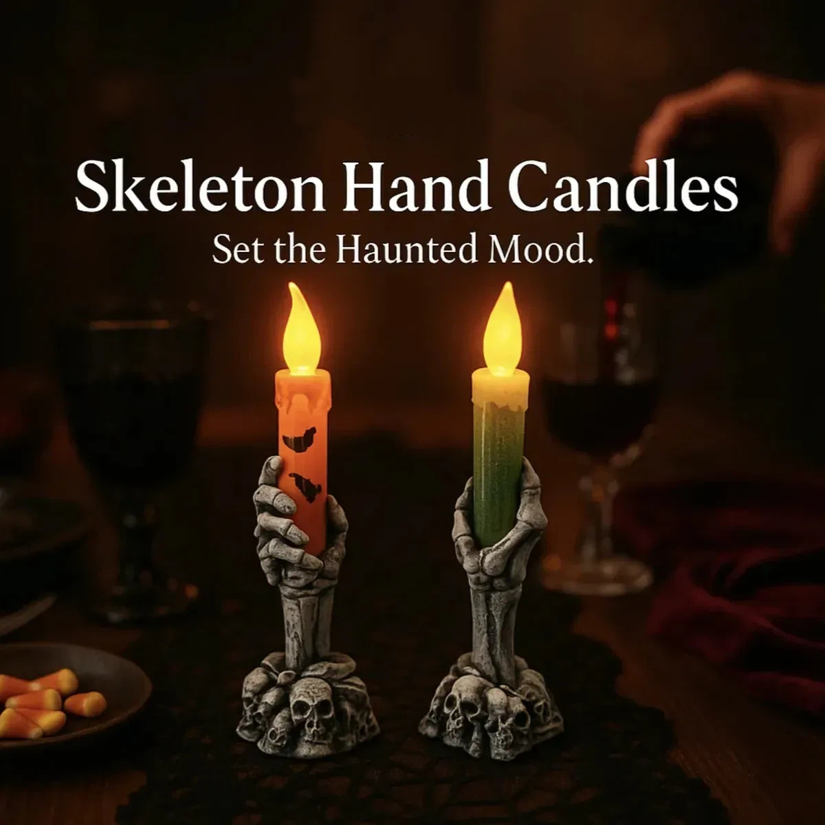 ⏳Limited Time Offer🎃 Skeleton Hand Halloween Candles