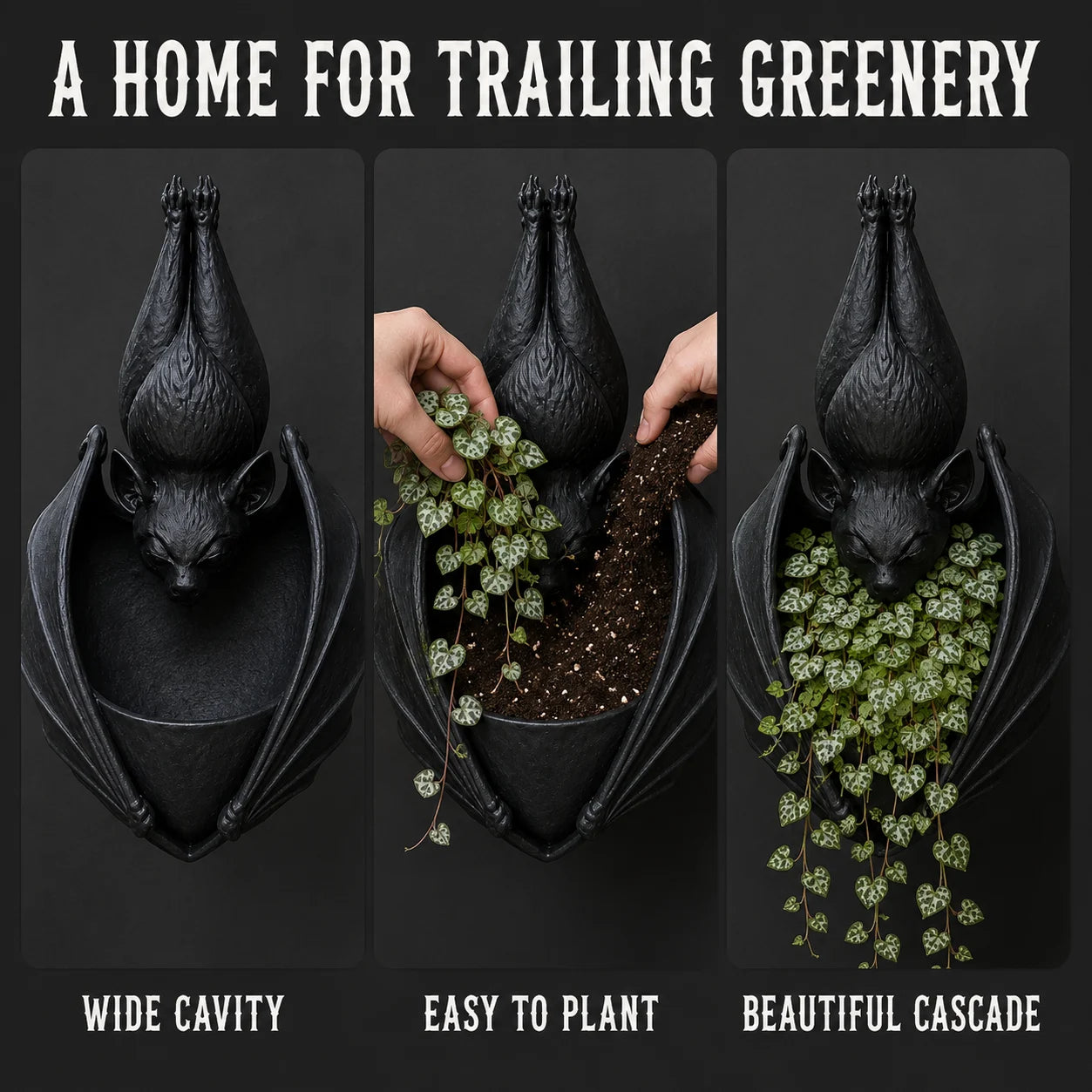 🦇🎃 Halloween Special 🔥 Upside-Down Bat Planter – Spooky Porch & Garden Decor 🪴