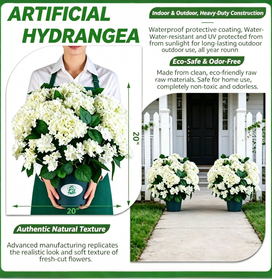 Artificial Hydrangeas for Outdoor Use – UV-resistant, waterproof, and wind-resistant 🌿