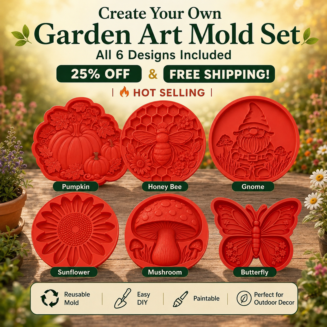 💥 LAST DAY 49% OFF - 🌻 Reusable Sunflower Stepping Stone Mold (📦Buy 2 Free Shipping)