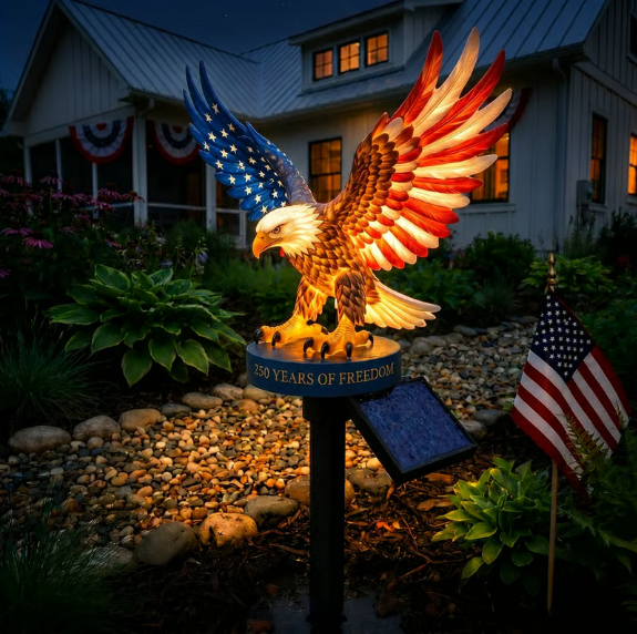 🔥LAST DAY 50% OFF – Solar Eagle Garden Light – A Glowing Tribute to American Freedom
