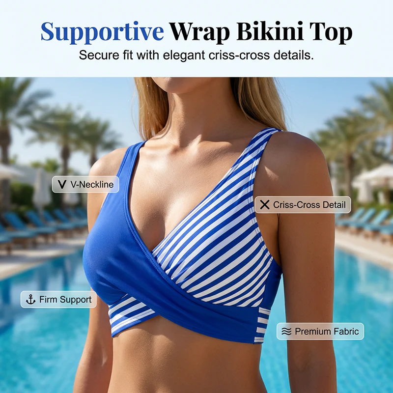 🌴🌊 Csíkos mintás kétrészes bikini szett