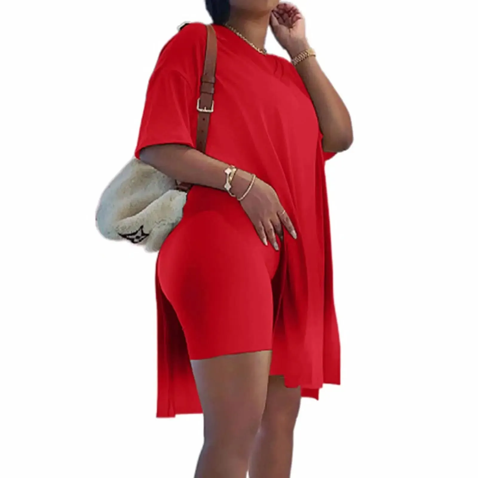 Női plus size kétrészes szettek, rövid ujjú tunikák, felsők és skinny motoros rövidnadrágo