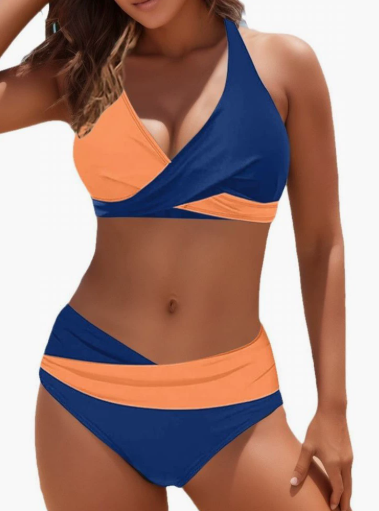 🌴🌊 Csíkos mintás kétrészes bikini szett