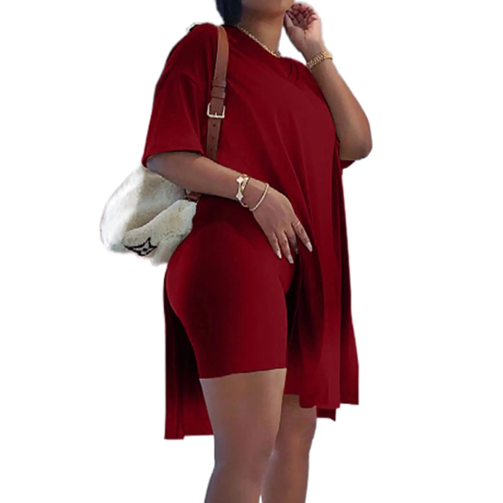 Női plus size kétrészes szettek, rövid ujjú tunikák, felsők és skinny motoros rövidnadrágo