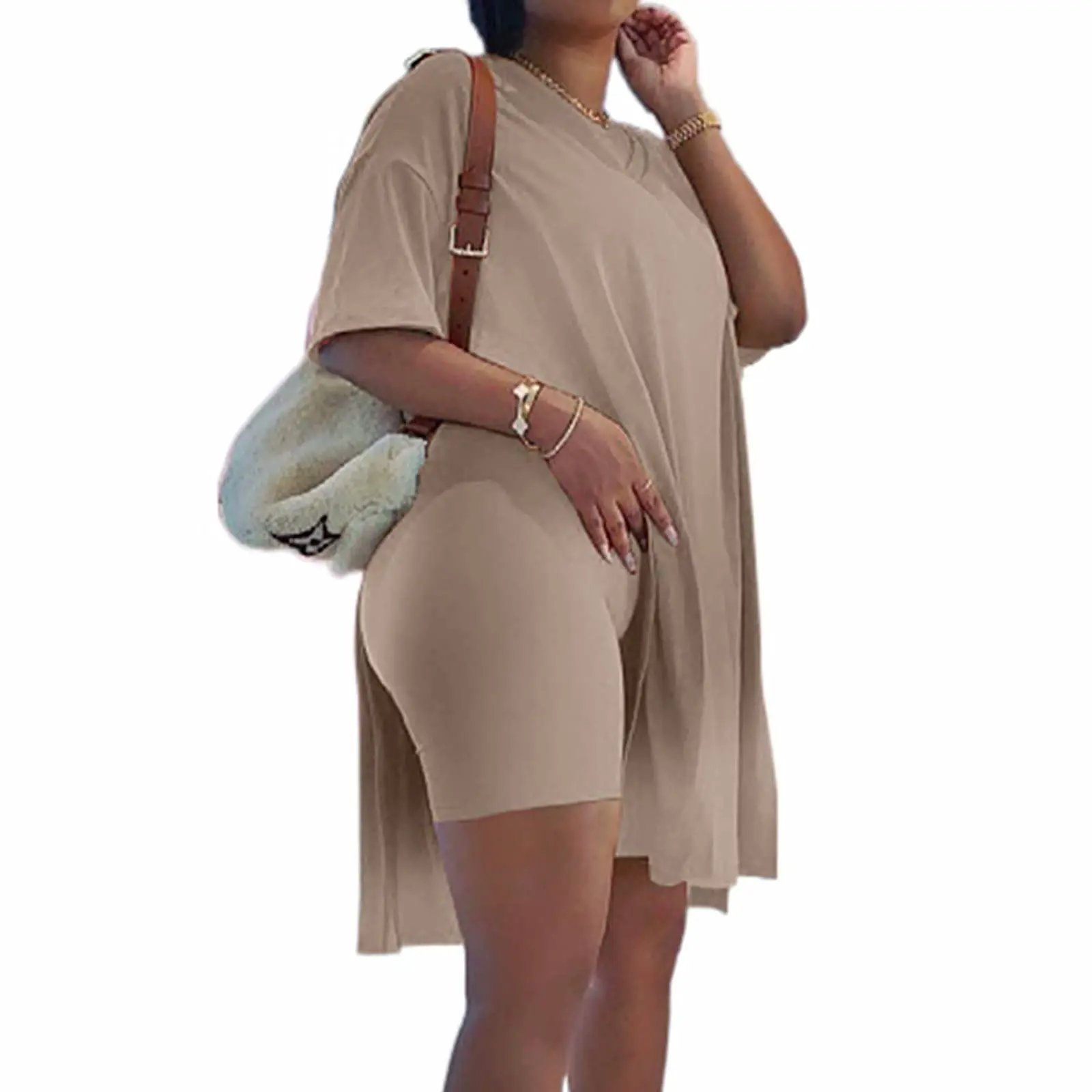 Női plus size kétrészes szettek, rövid ujjú tunikák, felsők és skinny motoros rövidnadrágo