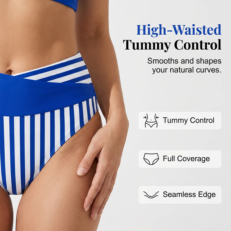 🌴🌊 Csíkos mintás kétrészes bikini szett