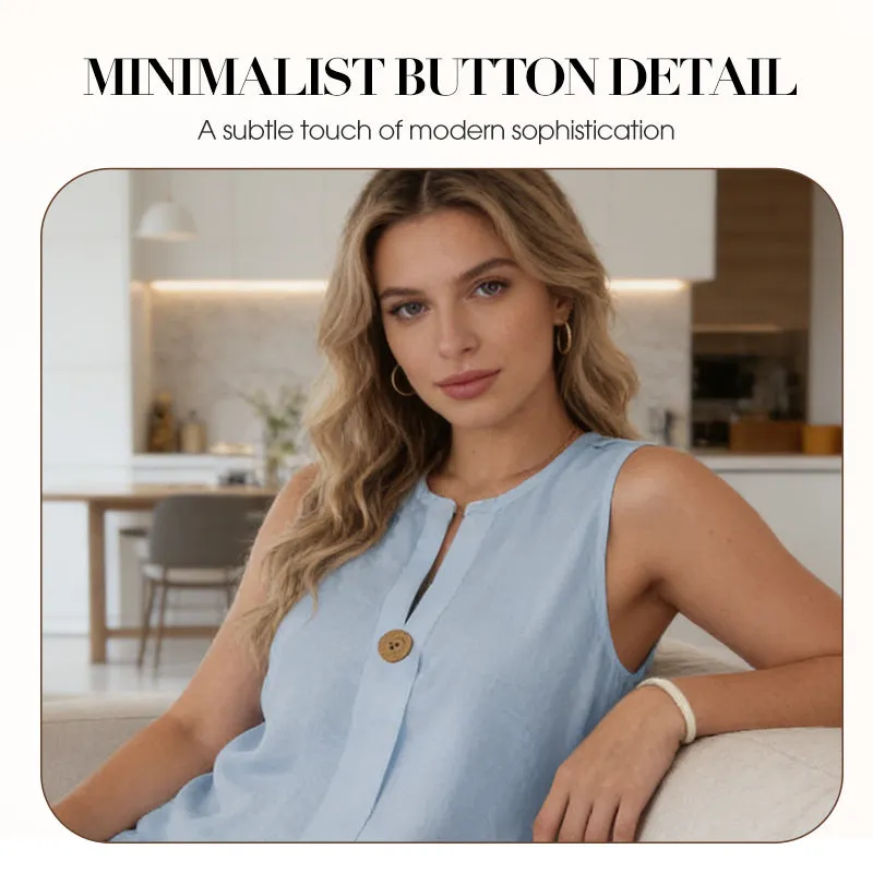 Minimalista ujjatlan felső és bő szárú nadrág