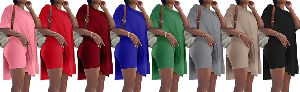 Női plus size kétrészes szettek, rövid ujjú tunikák, felsők és skinny motoros rövidnadrágo