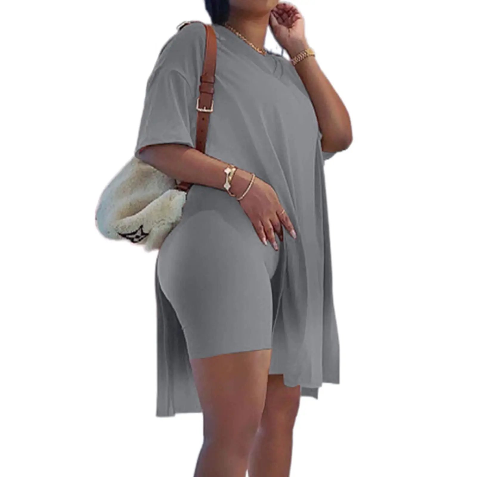 Női plus size kétrészes szettek, rövid ujjú tunikák, felsők és skinny motoros rövidnadrágo
