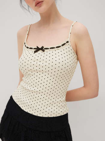 Cotton-Blend Polka-Dot Cami Top