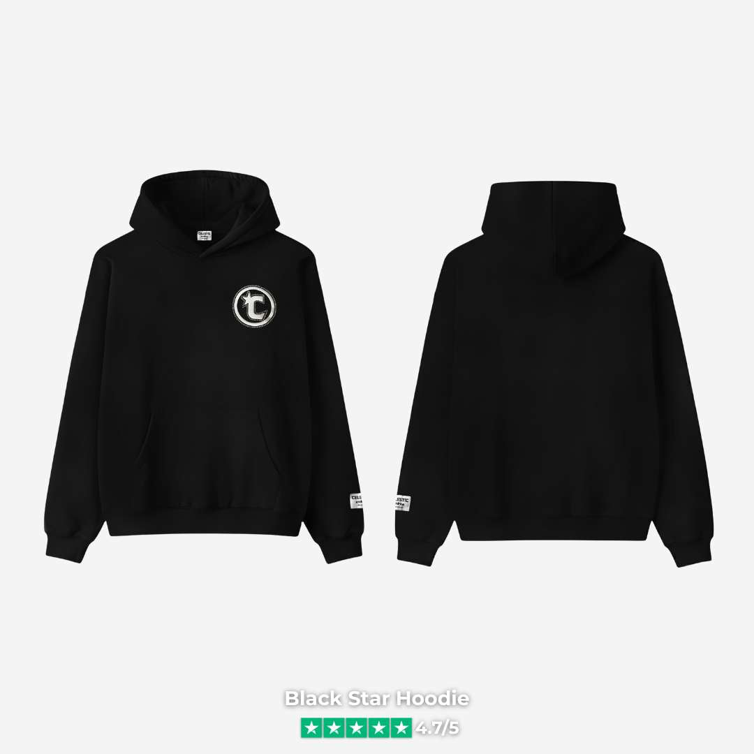 Black Star Hoodie front and back view