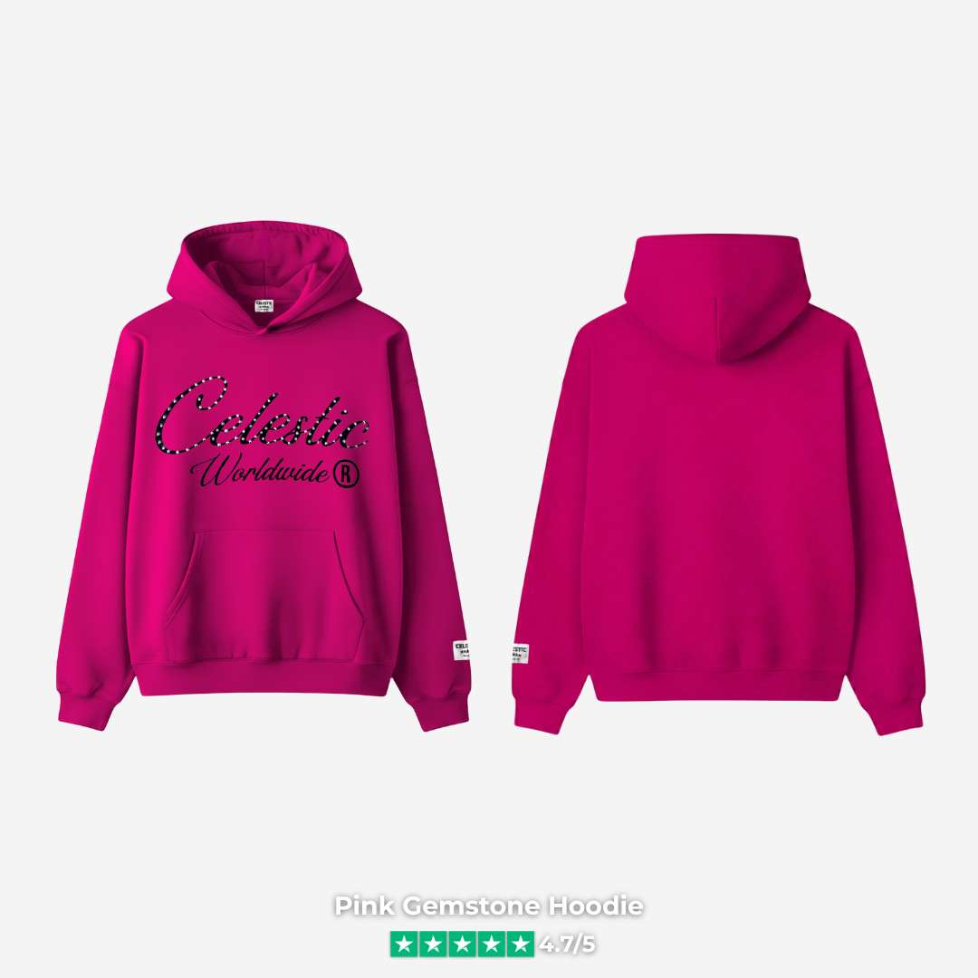 Pink Gemstone Hoodie front and back view