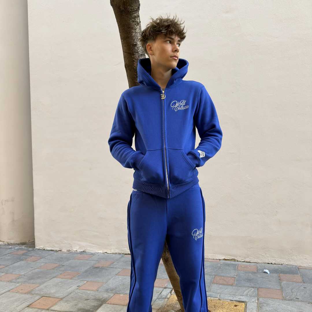 Unisex relaxed oversized fit of the Blue Basic Hoodie