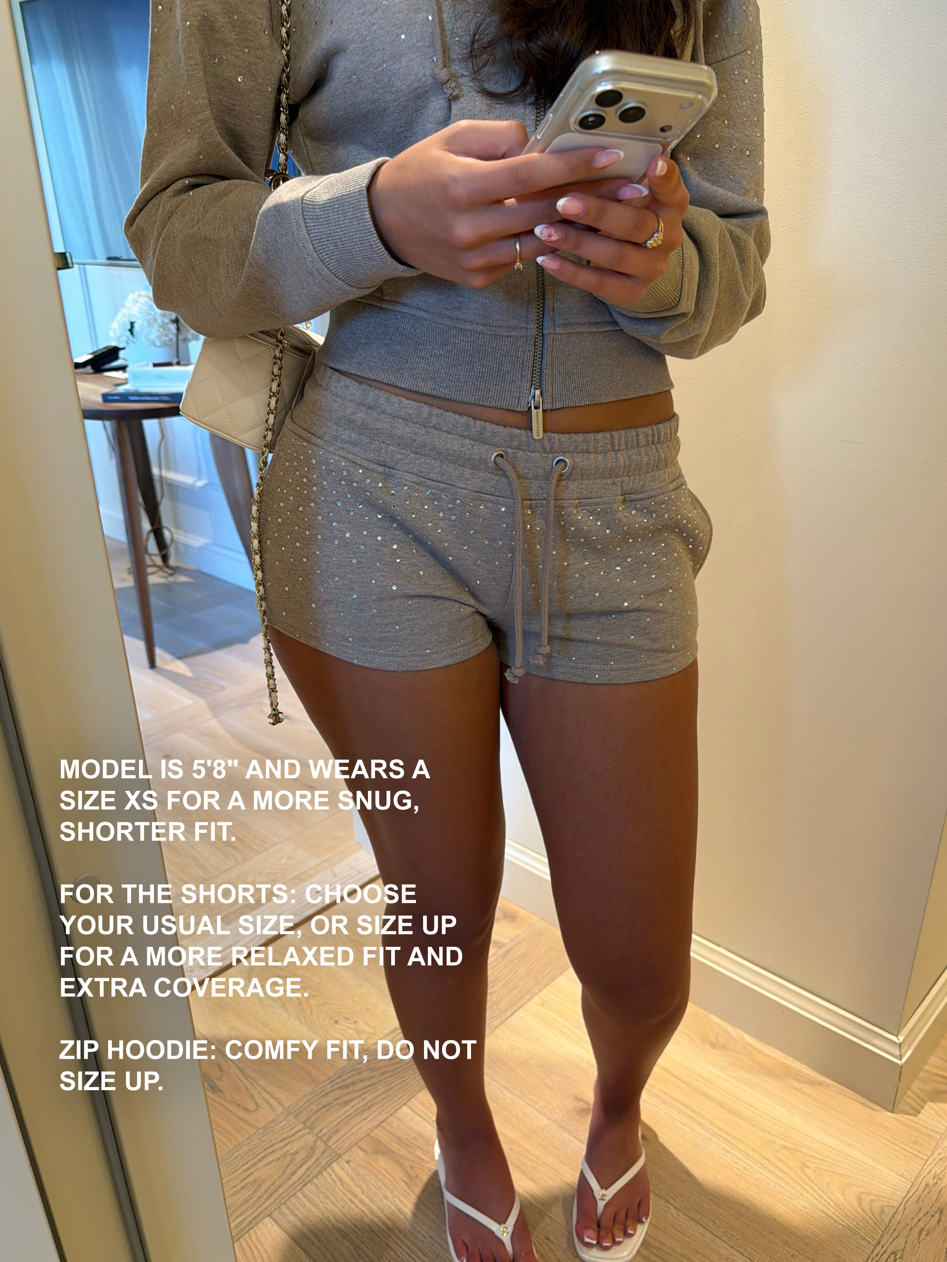  Oat Rhinestone Shorts