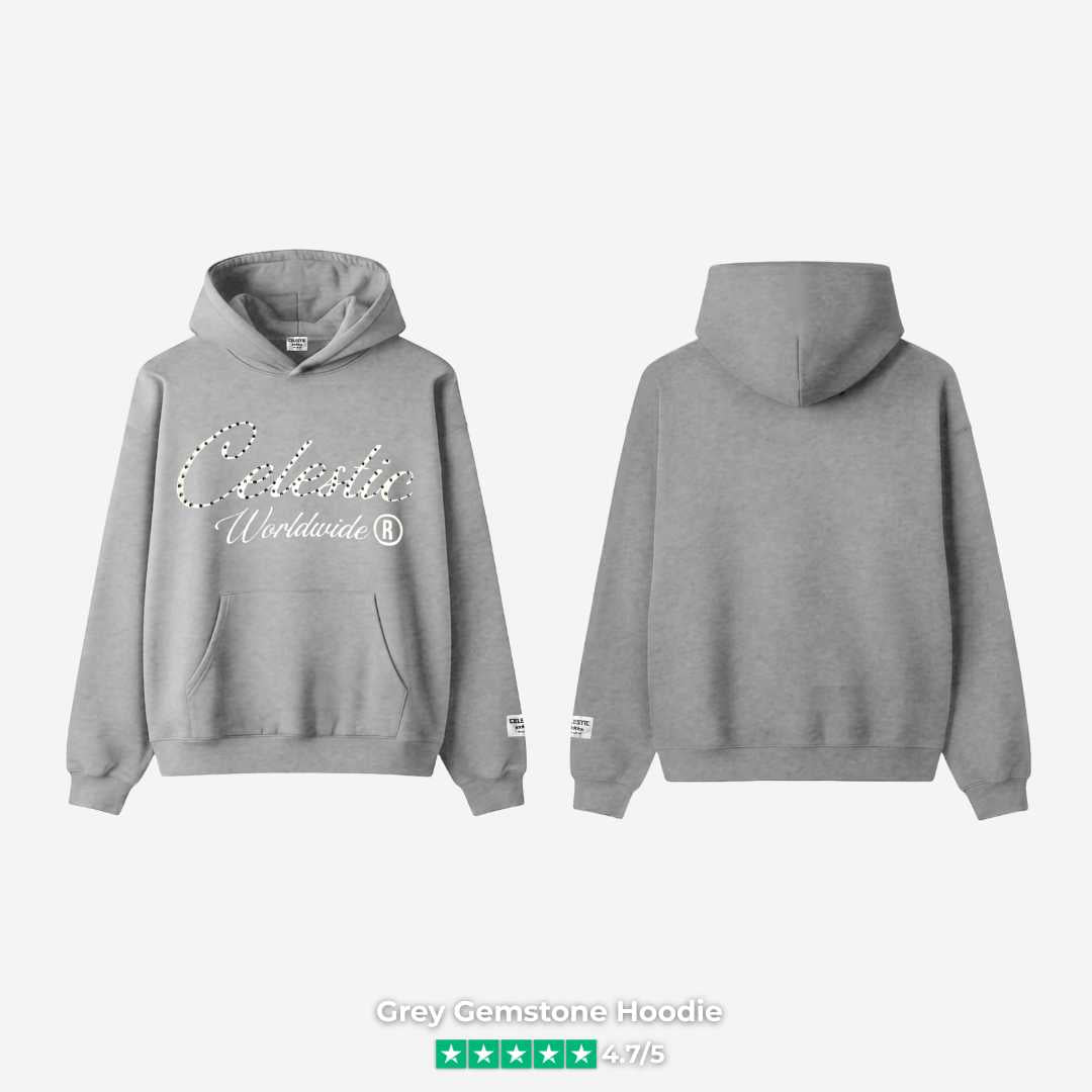 Grey Gemstone Hoodie front and back view