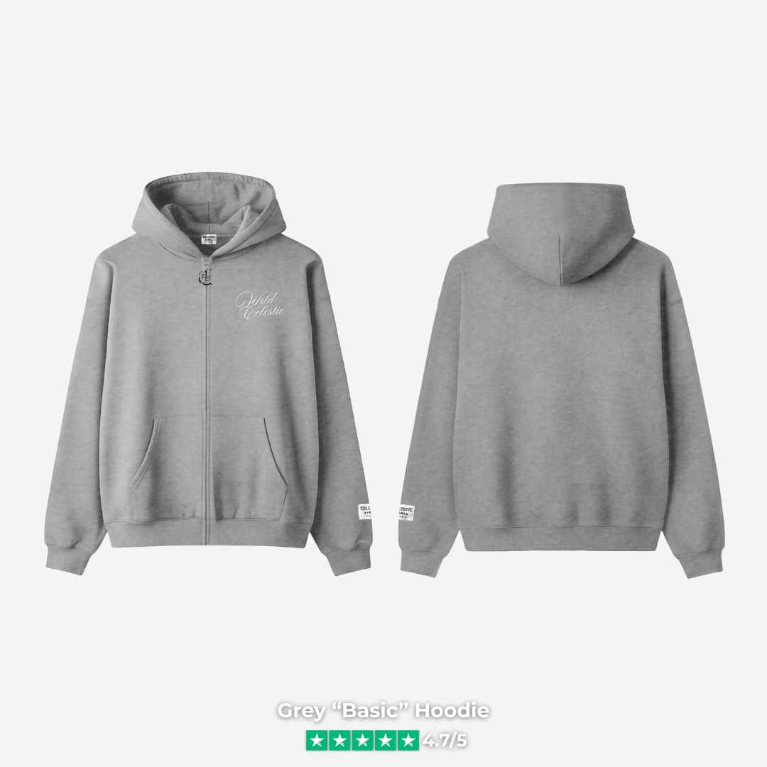 Grey Basic Hoodie front and back view