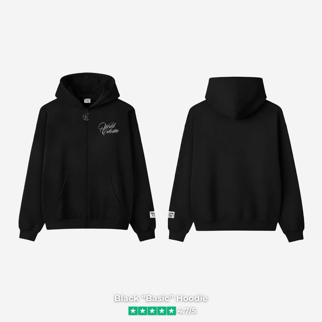 Black Basic Hoodie front and back view