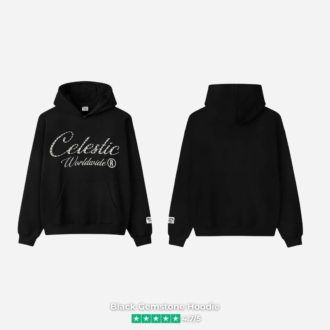 Black Gemstone Hoodie front and back view