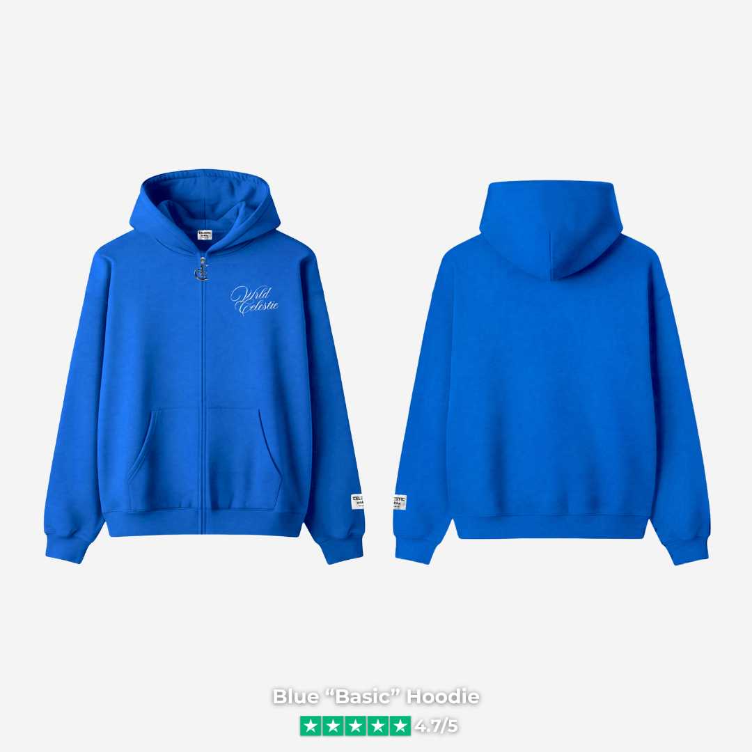 Blue Basic Hoodie front and back view