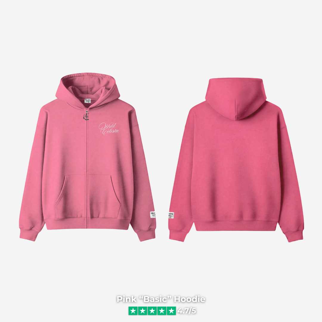 Pink Basic Hoodie front and back view