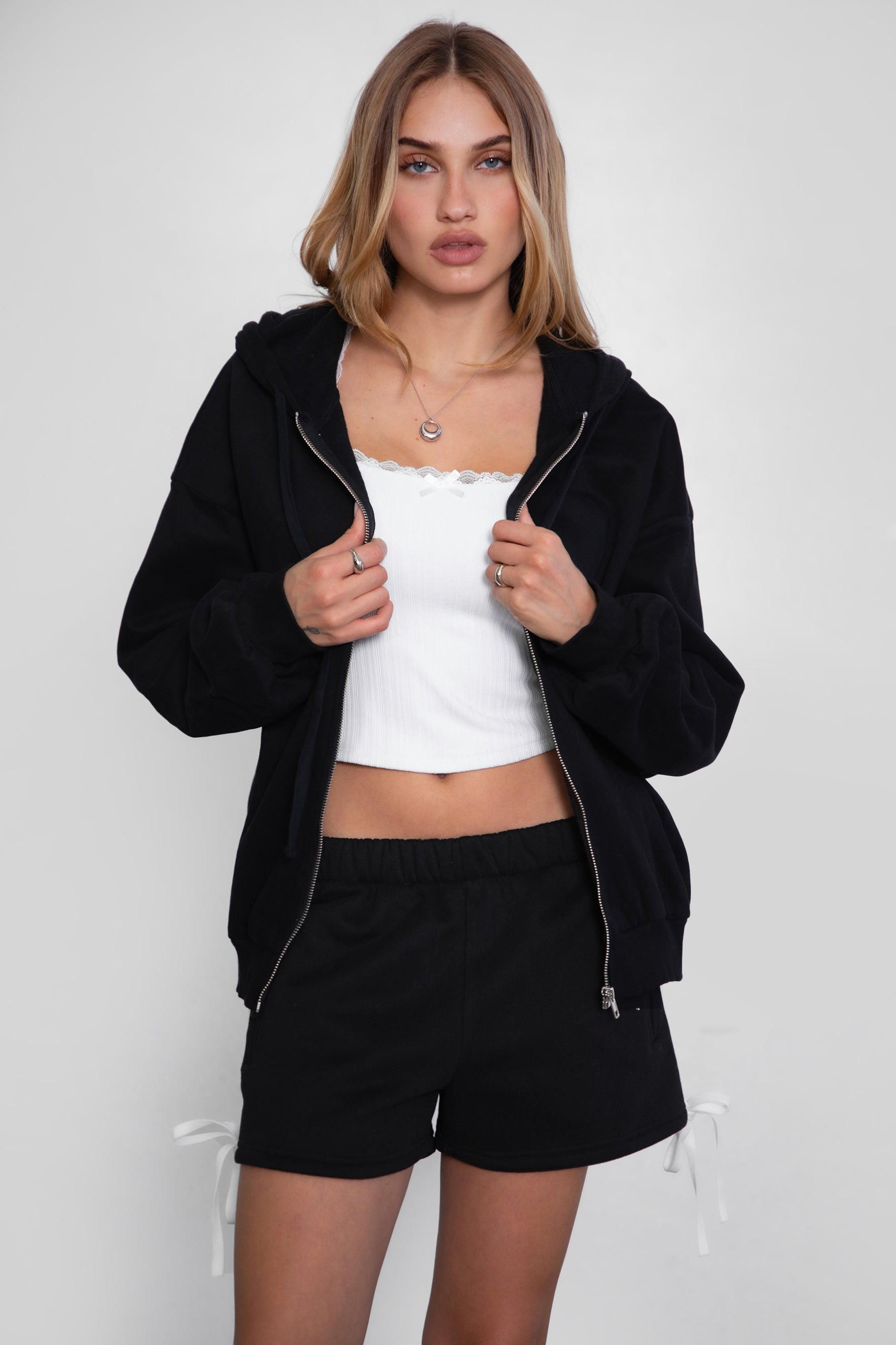  Plush Fleece Oversized Zip Up Hoodie