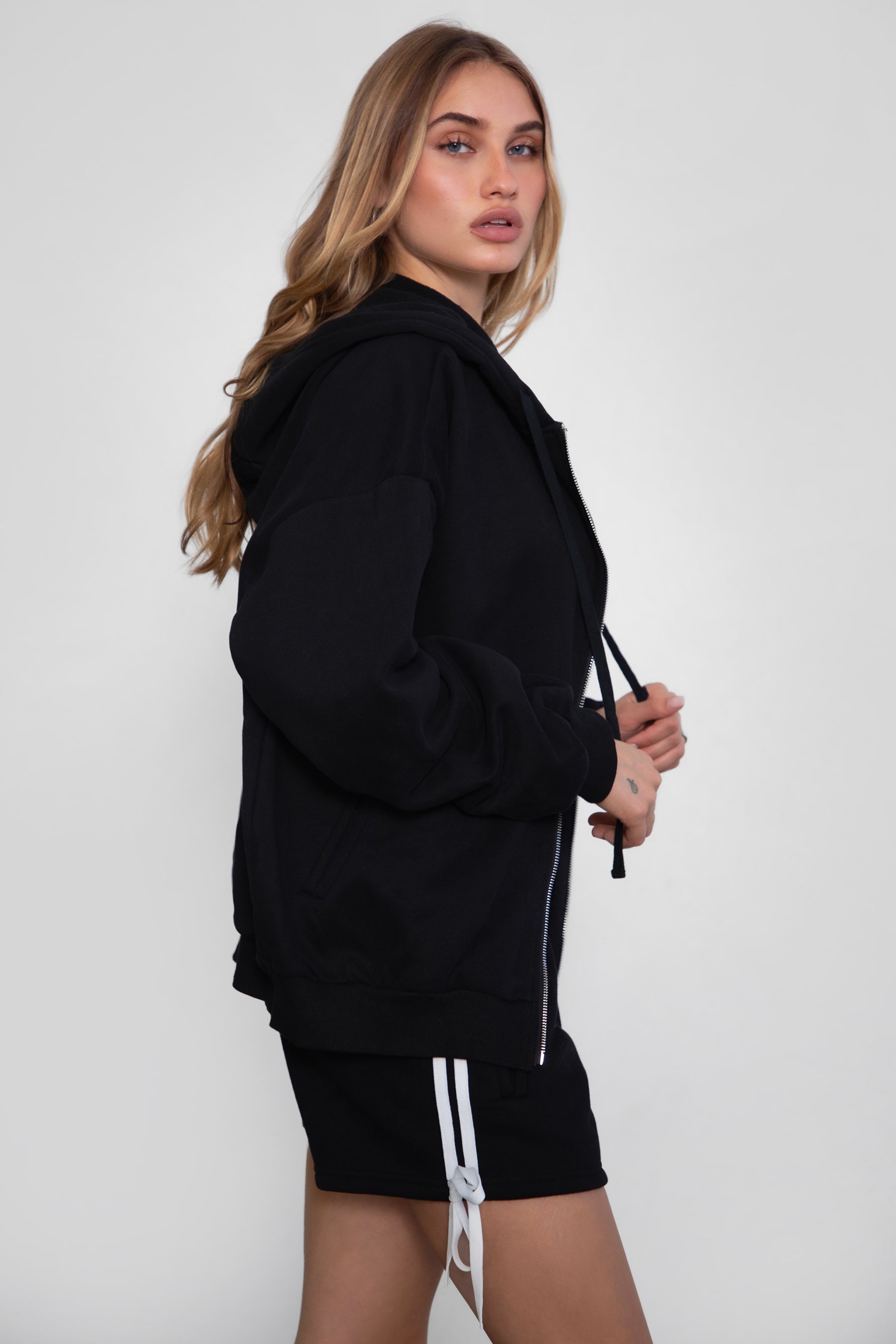  Plush Fleece Oversized Zip Up Hoodie