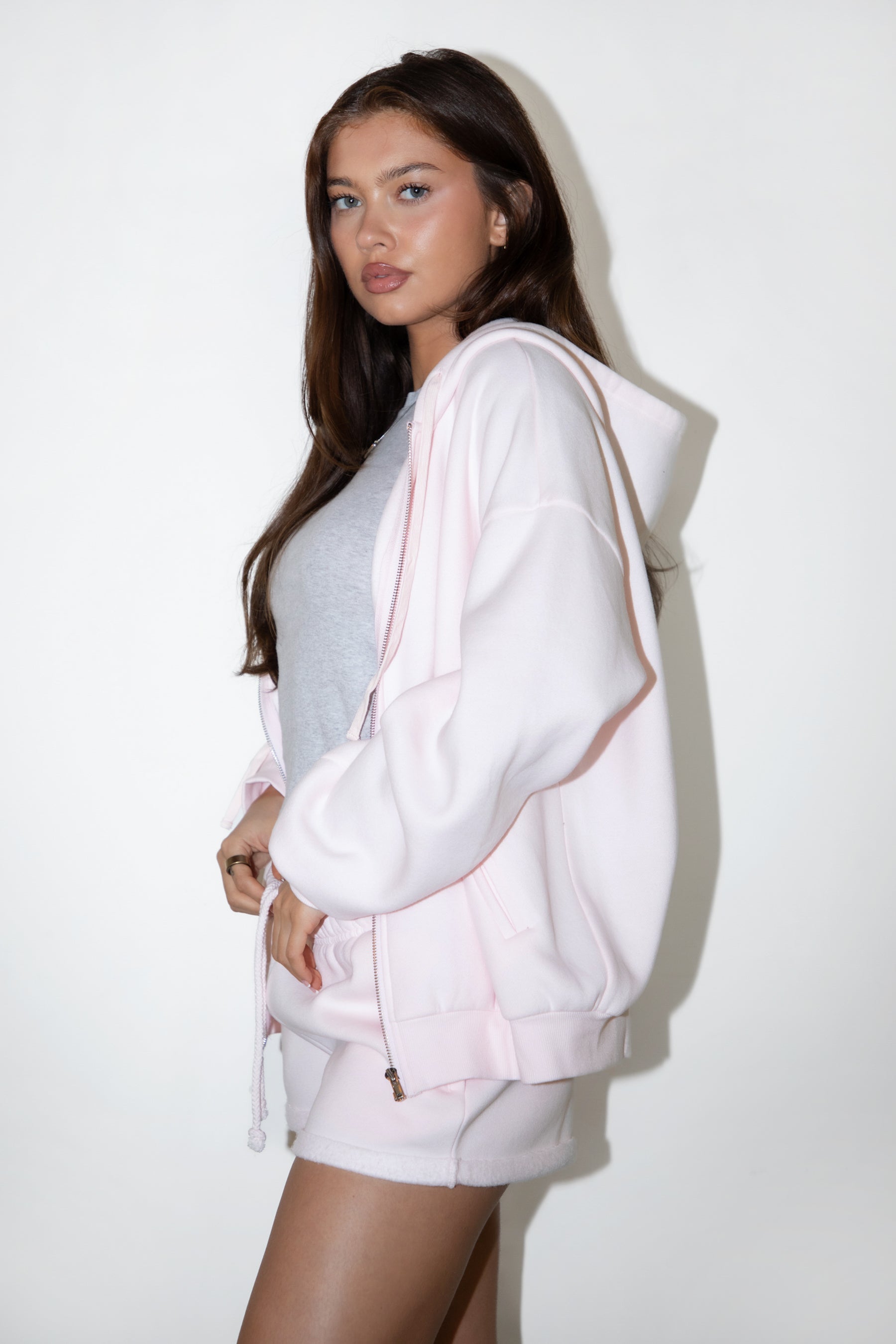  Plush Fleece Oversized Zip Up Hoodie