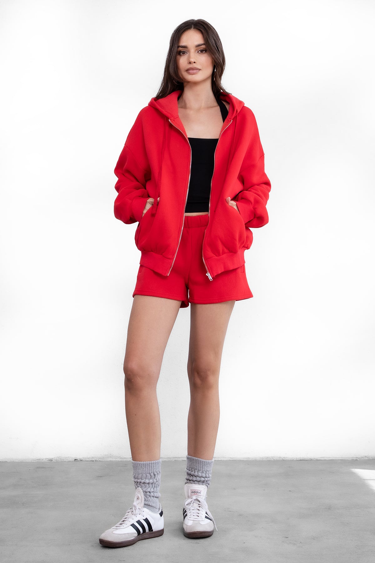  Plush Fleece Oversized Zip Up Hoodie