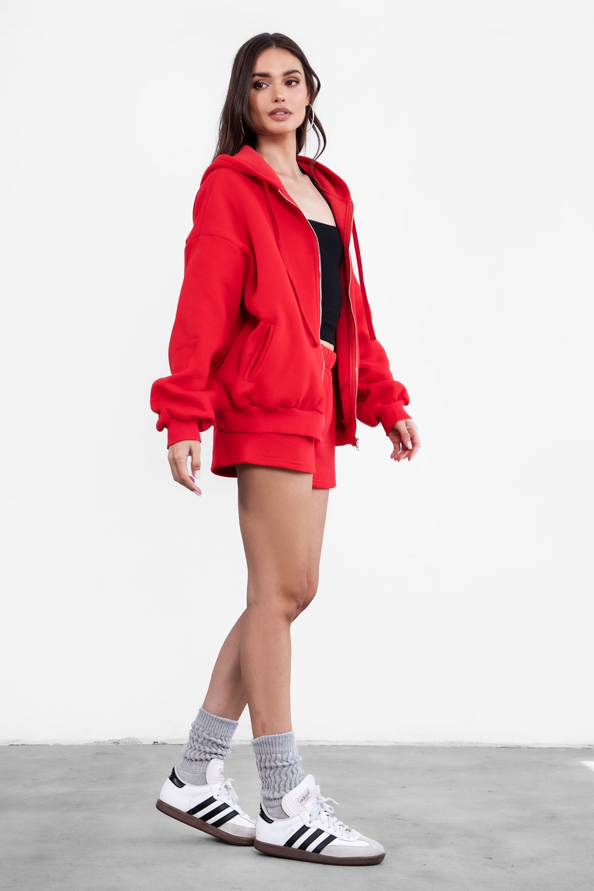  Plush Fleece Oversized Zip Up Hoodie