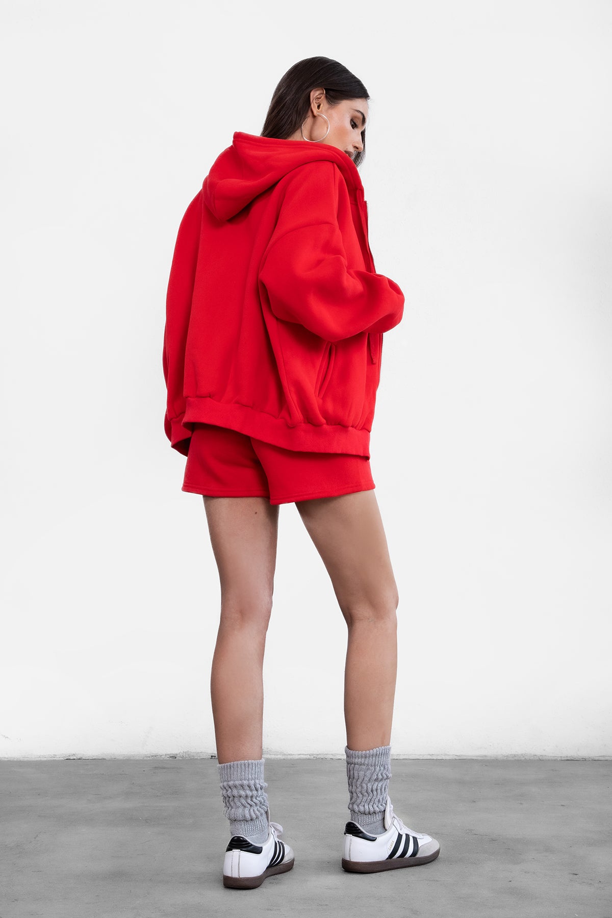  Plush Fleece Oversized Zip Up Hoodie
